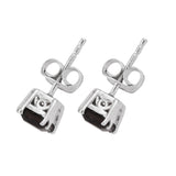 Studded Sterling Silver Earring With Rhodium Plating And Smoky Quartz - Fashion Apparel 