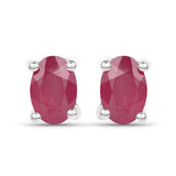 2.96 Carat Emerald, Glass Filled Ruby and Glass Filled Sapphire .925 Sterling Silver Earrings - Fashion Apparel 