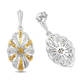 0.54 Carat Genuine White Diamond and Yellow Diamond .925 Sterling Silver Earrings - Fashion Apparel 