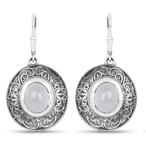 5.70 Carat Genuine Milky Aquamarine .925 Sterling Silver Earrings - Fashion Apparel 