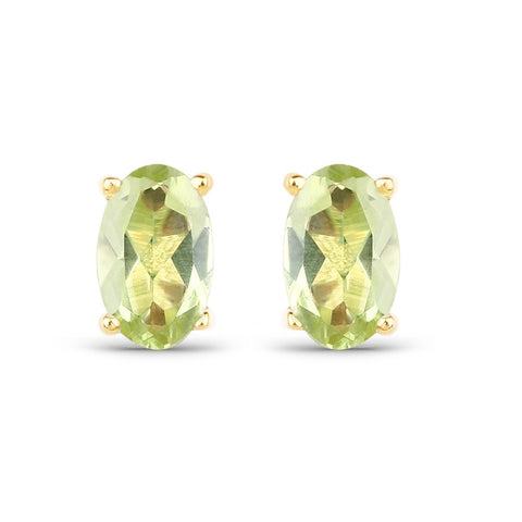 0.46 Carat Genuine Peridot 10K Yellow Gold Earrings - Fashion Apparel 