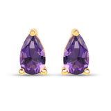 0.38 Carat Genuine Amethyst 10K Yellow Gold Earrings - Fashion Apparel 