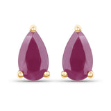 0.50 Carat Genuine Ruby 10K Yellow Gold Earrings - Fashion Apparel 