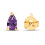 0.38 Carat Genuine Amethyst 10K Yellow Gold Earrings - Fashion Apparel 