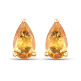 0.44 Carat Genuine Citrine 10K Yellow Gold Earrings - Fashion Apparel 