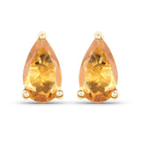0.44 Carat Genuine Citrine 10K Yellow Gold Earrings - Fashion Apparel 