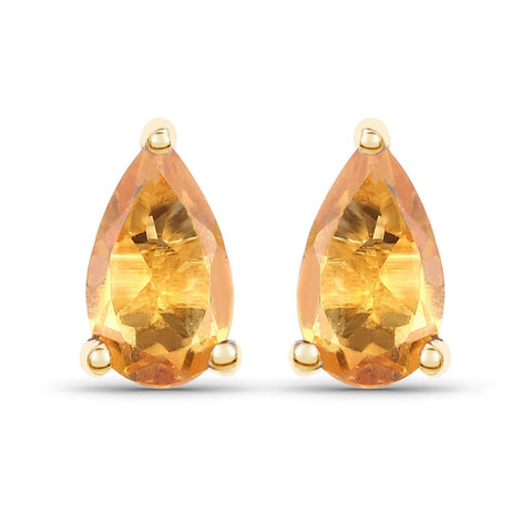 0.44 Carat Genuine Citrine 10K Yellow Gold Earrings - Fashion Apparel 