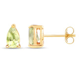 0.44 Carat Genuine Peridot 10K Yellow Gold Earrings - Fashion Apparel 