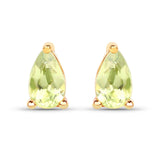 0.44 Carat Genuine Peridot 10K Yellow Gold Earrings - Fashion Apparel 