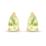 0.44 Carat Genuine Peridot 10K Yellow Gold Earrings - Fashion Apparel 