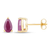 0.50 Carat Genuine Ruby 10K Yellow Gold Earrings - Fashion Apparel 
