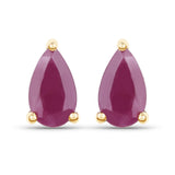 0.50 Carat Genuine Ruby 10K Yellow Gold Earrings - Fashion Apparel 