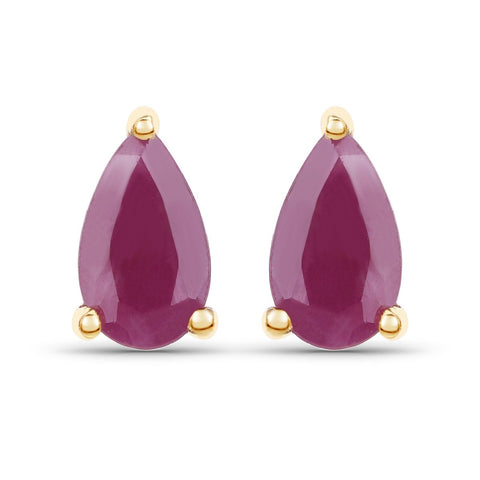 0.50 Carat Genuine Ruby 10K Yellow Gold Earrings - Fashion Apparel 