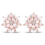 18K Rose Gold Plated 4.03 Carat Genuine Morganite and White Topaz .925 Sterling Silver Earrings - Fashion Apparel 
