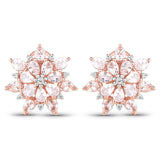 18K Rose Gold Plated 4.03 Carat Genuine Morganite and White Topaz .925 Sterling Silver Earrings - Fashion Apparel 