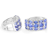 6.94 Carat Genuine Tanzanite and White Diamond .925 Sterling Silver Earrings - Fashion Apparel 