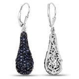 3.42 Carat Genuine Blue Sapphire .925 Sterling Silver Earrings - Fashion Apparel 