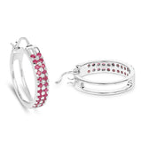 2.20 Carat Genuine Ruby .925 Sterling Silver Earrings - Fashion Apparel 