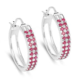 2.20 Carat Genuine Ruby .925 Sterling Silver Earrings - Fashion Apparel 