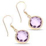 14K Yellow Gold Plated 11.86 Carat Genuine Amethyst .925 Sterling Silver Earrings - Fashion Apparel 