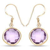 14K Yellow Gold Plated 11.86 Carat Genuine Amethyst .925 Sterling Silver Earrings - Fashion Apparel 