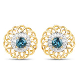 14K Yellow Gold Plated 0.64 Carat Genuine London Blue Topaz .925 Sterling Silver Earrings - Fashion Apparel 