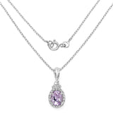 2.02 Carat Genuine Amethyst and White Topaz .925 Sterling Silver Pendant - Fashion Apparel 