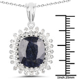 8.66 Carat Dyed Sapphire and White Topaz .925 Sterling Silver Pendant - Fashion Apparel 
