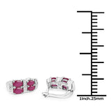 3.20 Carat Glass Filled Ruby .925 Sterling Silver Earrings - Fashion Apparel 