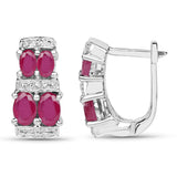 3.20 Carat Glass Filled Ruby .925 Sterling Silver Earrings - Fashion Apparel 