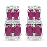 3.20 Carat Glass Filled Ruby .925 Sterling Silver Earrings - Fashion Apparel 