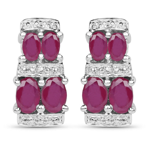 3.20 Carat Glass Filled Ruby .925 Sterling Silver Earrings - Fashion Apparel 