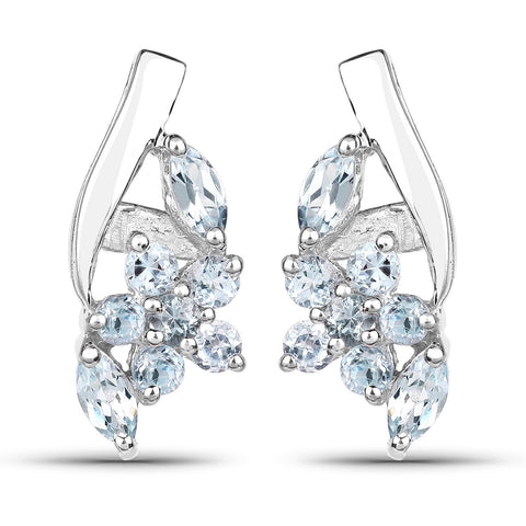 0.79 Carat Genuine Blue Topaz .925 Sterling Silver Earrings - Fashion Apparel 
