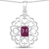 3.48 Carat Genuine Ruby .925 Sterling Silver Pendant - Fashion Apparel 