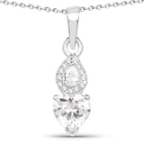 2.57 Carat Genuine White Cubic Zirconia .925 Sterling Silver Pendant - Fashion Apparel 