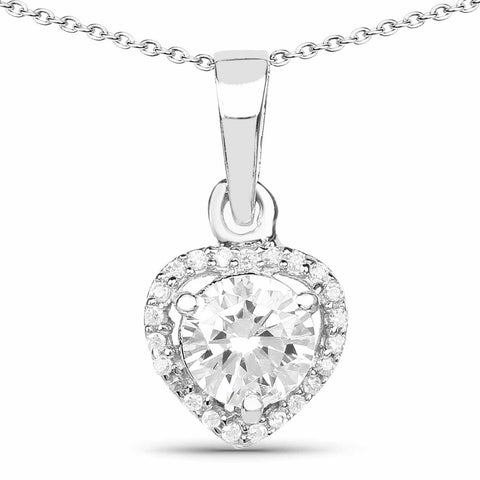 1.52 Carat Genuine White Cubic Zirconia .925 Sterling Silver Pendant - Fashion Apparel 