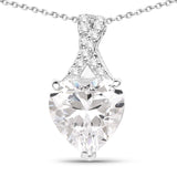 4.45 Carat Genuine White Cubic Zirconia .925 Sterling Silver Pendant - Fashion Apparel 