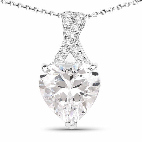 4.45 Carat Genuine White Cubic Zirconia .925 Sterling Silver Pendant - Fashion Apparel 
