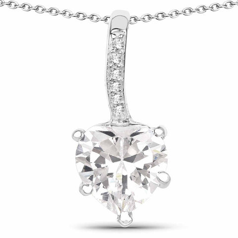 4.46 Carat Genuine White Cubic Zirconia .925 Sterling Silver Pendant - Fashion Apparel 