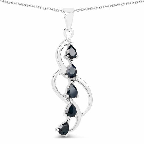 1.00 Carat Genuine Blue Sapphire .925 Sterling Silver Pendant - Fashion Apparel 