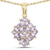 14K Yellow Gold Plated 2.58 Carat Genuine Tanzanite .925 Sterling Silver Pendant - Fashion Apparel 