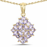 14K Yellow Gold Plated 2.58 Carat Genuine Tanzanite .925 Sterling Silver Pendant - Fashion Apparel 