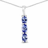 0.75 Carat Genuine Tanzanite .925 Sterling Silver Pendant - Fashion Apparel 