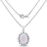10.00 Carat Genuine Blue Chelcedonia and Tanzanite .925 Sterling Silver Pendant - Fashion Apparel 