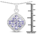 1.53 Carat Genuine Tanzanite .925 Sterling Silver Pendant - Fashion Apparel 
