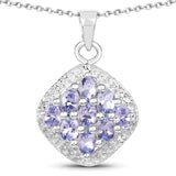 1.53 Carat Genuine Tanzanite .925 Sterling Silver Pendant - Fashion Apparel 