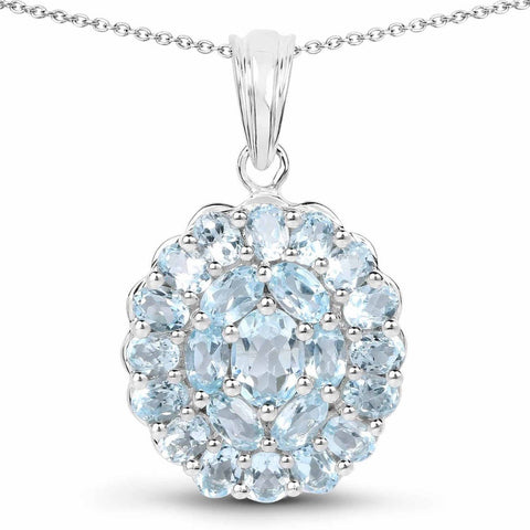 5.83 Carat Genuine Blue Topaz .925 Sterling Silver Pendant - Fashion Apparel 