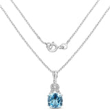 6.97 Carat Genuine Blue Topaz and White Topaz .925 Sterling Silver Pendant - Fashion Apparel 