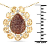 14K Yellow Gold Plated 5.14 Carat Genuine Red Droozi and Citrine .925 Sterling Silver Pendant - Fashion Apparel 
