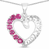 0.91 Carat Genuine Ruby .925 Sterling Silver Pendant - Fashion Apparel 